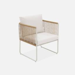 sweeek 4-seater Garden Sofa Set With Plastic Ropes In Galvanised Steel in Light Brown - thumbnail 3