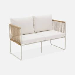 sweeek 4-seater Garden Sofa Set With Plastic Ropes In Galvanised Steel in Light Brown - thumbnail 2