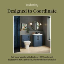 Balterley Floor Standing 2 Door Vanity Unit - Mid-Edge Basin 600mm, Satin Blue - thumbnail 7