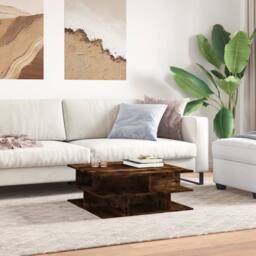 Berkfield Home Decorative Coffee Table Smoked Oak 70x70x29 cm Engineered Wood in Brown - Size: 70 x 70 x 29 cm - thumbnail 1