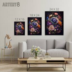 "Artery8 Flower Bouquet Floral Framed Canvas Wall Art Print - Size: W12"" x H16""" - thumbnail 4