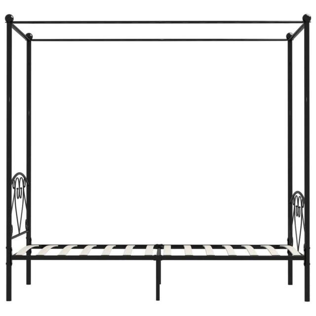 Berkfield Home Elegant Canopy Bed Frame Black Metal 120x200 cm - Size: Small Double - image 1