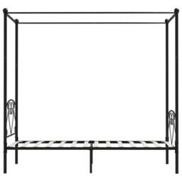 Berkfield Home Elegant Canopy Bed Frame Black Metal 120x200 cm - Size: Small Double - thumbnail 1