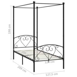 Berkfield Home Elegant Canopy Bed Frame Black Metal 120x200 cm - Size: Small Double - thumbnail 5