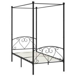 Berkfield Home Elegant Canopy Bed Frame Black Metal 120x200 cm - Size: Small Double - thumbnail 3