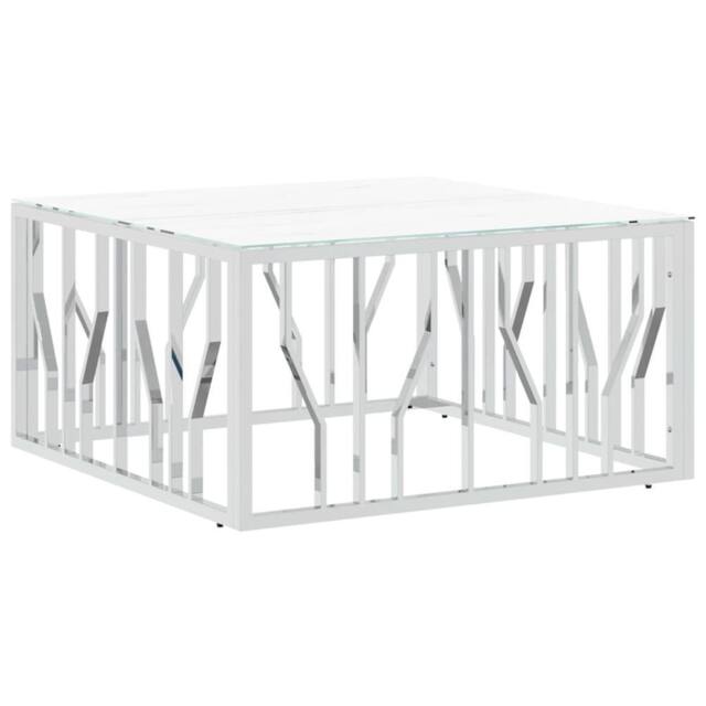 Berkfield Home Coffee Table Silver 80x80x40 cm Stainless Steel & Glass - Size: 80 x 80 x 40 cm - image 1