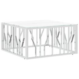 Berkfield Home Coffee Table Silver 80x80x40 cm Stainless Steel & Glass - Size: 80 x 80 x 40 cm - thumbnail 1