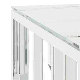 Berkfield Home Coffee Table Silver 80x80x40 cm Stainless Steel & Glass - Size: 80 x 80 x 40 cm - thumbnail 5