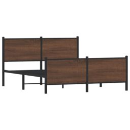 Berkfield Home Metal Bed Frame without Mattress Brown Oak 150x200 cm King Size - thumbnail 4