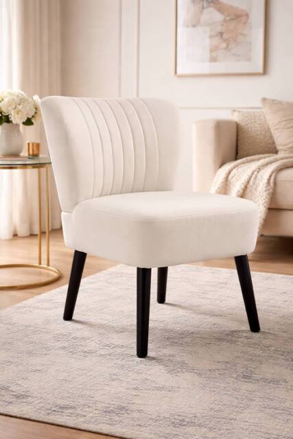 Groundlevel Crushed Velvet Shell Accent Chair in Cream - image 1