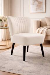 Groundlevel Crushed Velvet Shell Accent Chair in Cream - thumbnail 1