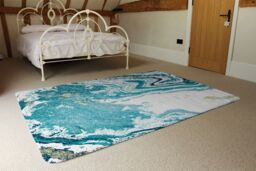Benjamin Tate Design Blue Marble Designer Rug in Natural - Size: Large - thumbnail 3