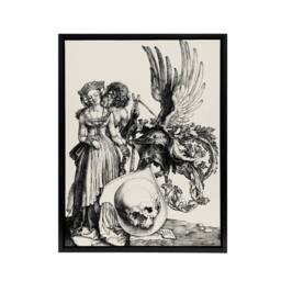 "Artery8 Coat of Arms with a Skull Albrecht Durer Framed Canvas Wall Art Print in White - Size: W12"" x H16""" - thumbnail 1