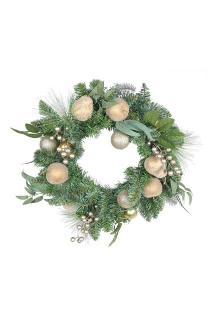 KDMD Golden FruitBauble & Berry Wreath 60cm in Green - image 1
