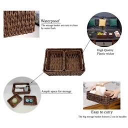 Nordara Brown Wicker Storage Bathroom Organizer - thumbnail 5