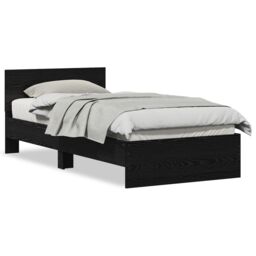 Berkfield Home Bed Frame without Mattress with Headboard Black Oak 75x190 cm - thumbnail 4
