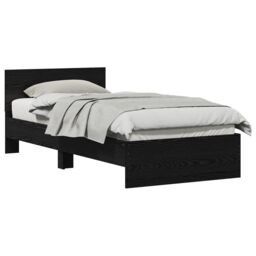 Berkfield Home Bed Frame without Mattress with Headboard Black Oak 75x190 cm - thumbnail 3