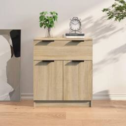 Berkfield Home Sideboard Sonoma Oak 60x30x70 cm Engineered Wood in Light Tan - Size: 60 x 30 x 70 cm - thumbnail 2
