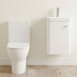 Balterley Wall Hung 1 Door Bathroom Vanity Unit, Tap & Toilet Pack, White, 379mm in White - thumbnail 7