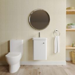 Balterley Wall Hung 1 Door Bathroom Vanity Unit, Tap & Toilet Pack, White, 379mm in White - thumbnail 2