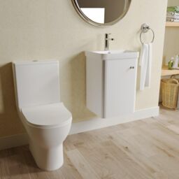 Balterley Wall Hung 1 Door Bathroom Vanity Unit, Tap & Toilet Pack, White, 379mm in White - thumbnail 4