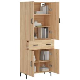 Berkfield Home Highboard Sonoma Oak 69.5x34x180 cm Engineered Wood in Natural - thumbnail 1