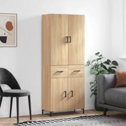 Berkfield Home Highboard Sonoma Oak 69.5x34x180 cm Engineered Wood in Natural - thumbnail 2