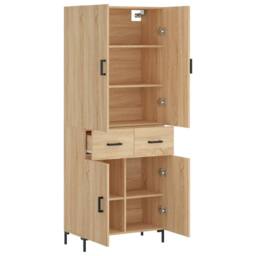 Berkfield Home Highboard Sonoma Oak 69.5x34x180 cm Engineered Wood in Natural - thumbnail 4