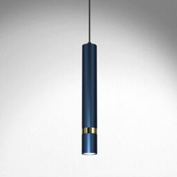 Milagro Joker Pendant Lamp Hand Made In Rich Blue With Striking Gold Detail in Mid Navy - thumbnail 5