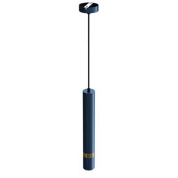Milagro Joker Pendant Lamp Hand Made In Rich Blue With Striking Gold Detail in Mid Navy - thumbnail 3