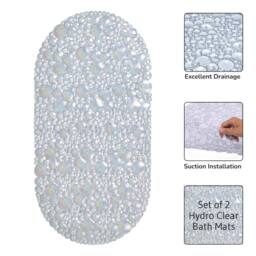 Showerdrape Hyrdro Anti Slip Glitter PVC Bath Mat 68cm x 38cm in Clear - Size: 68 cm x 38 cm - thumbnail 2