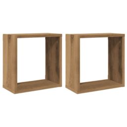 Berkfield Home Wall Cube Shelves 2 pcs Artisan Oak 30x15x30 cm Engineered Wood in Brown - Size: 30 x 15 x 30 cm - thumbnail 2