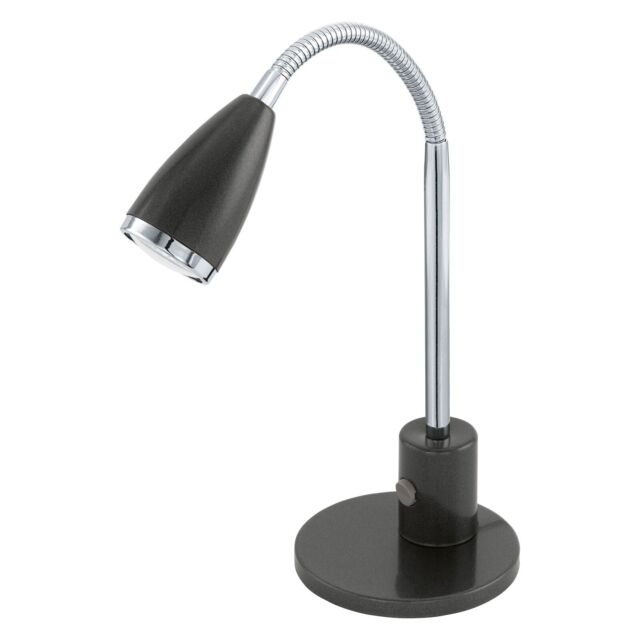 Loops Table Lamp Anthracite Chrome Plated Steel Rocker Switch Bulb GU10 1x3W Included in Metallics - image 1