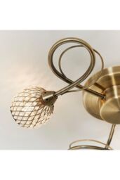 Netlighting Aherne 3 Light Semi flush Antique Brass With Antique Brass Wire Bead Shade G9 in Gold - thumbnail 6