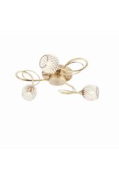 Netlighting Aherne 3 Light Semi flush Antique Brass With Antique Brass Wire Bead Shade G9 in Gold