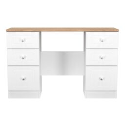 Ready Assembled 2 U Cambridge 6 Drawer Kneehole Desk (Ready Assembled) in White - thumbnail 2