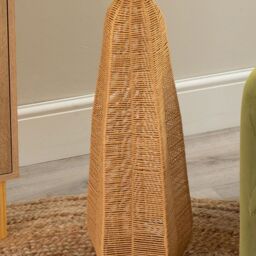 ValueLights Una White Tall Lamp Shade Natural Rattan Midi Floor Lamp - thumbnail 4