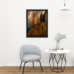 "Artery8 Wall Art Print Bocklin Ruin By The Sea Large Framed Wall Décor Art in White - Size: W18"" x H24""" - thumbnail 2