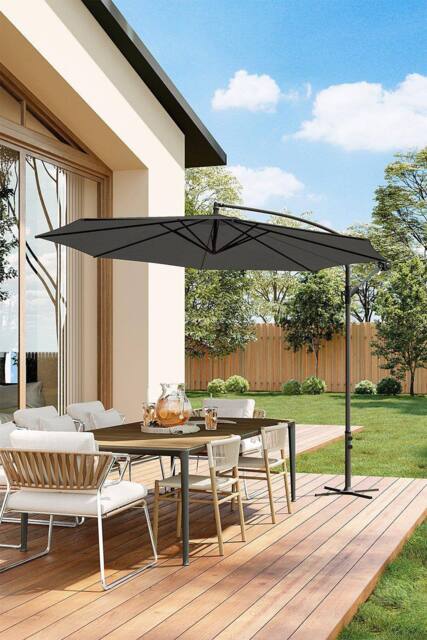 H&O Direct 3M Black Outdoor Cantilever Parasol with Cross Base - image 1