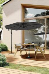 H&O Direct 3M Black Outdoor Cantilever Parasol with Cross Base - thumbnail 2
