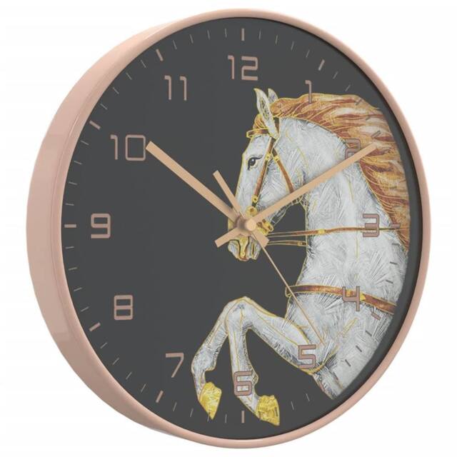Berkfield Home Wall Clock Gold & White √ò29.5 cm Polystyrene & Glass in Rose Gold - image 1