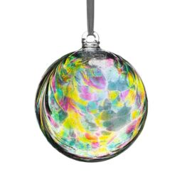 Sienna Glass 10cm Friendship Ball Feather Design Hummingbird in Light Green