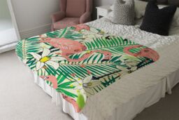 Benjamin Tate Design palm leaves Designer Blanket in Natural - Size: 120 cm x 150 cm - thumbnail 4