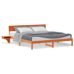 Berkfield Home with Headboard Wax brown 200 x 200 cm Solid pine wood - thumbnail 4