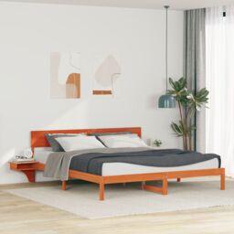 Berkfield Home with Headboard Wax brown 200 x 200 cm Solid pine wood - thumbnail 1