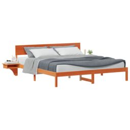 Berkfield Home with Headboard Wax brown 200 x 200 cm Solid pine wood - thumbnail 3