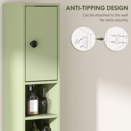 Kleankin Slim Bathroom Cabinet, Toilet Roll Storage w/ Open Shelves, Green - thumbnail 5
