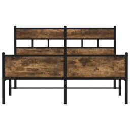 Berkfield Home Metal Bed Frame without Mattress Smoked Oak 160x200 cm in White - thumbnail 4