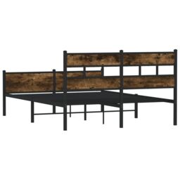 Berkfield Home Metal Bed Frame without Mattress Smoked Oak 160x200 cm in White - thumbnail 6