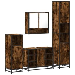 Berkfield Home 4¬†Piece Bathroom Furniture Set¬†Smoked Oak Engineered Wood in Brown - thumbnail 2